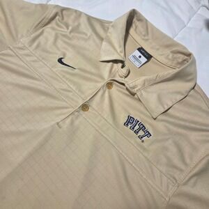 Nike Dri-FIT Pitt Panthers Mens Large Tan Grid Polo Shirt Short Sleeve NCAA